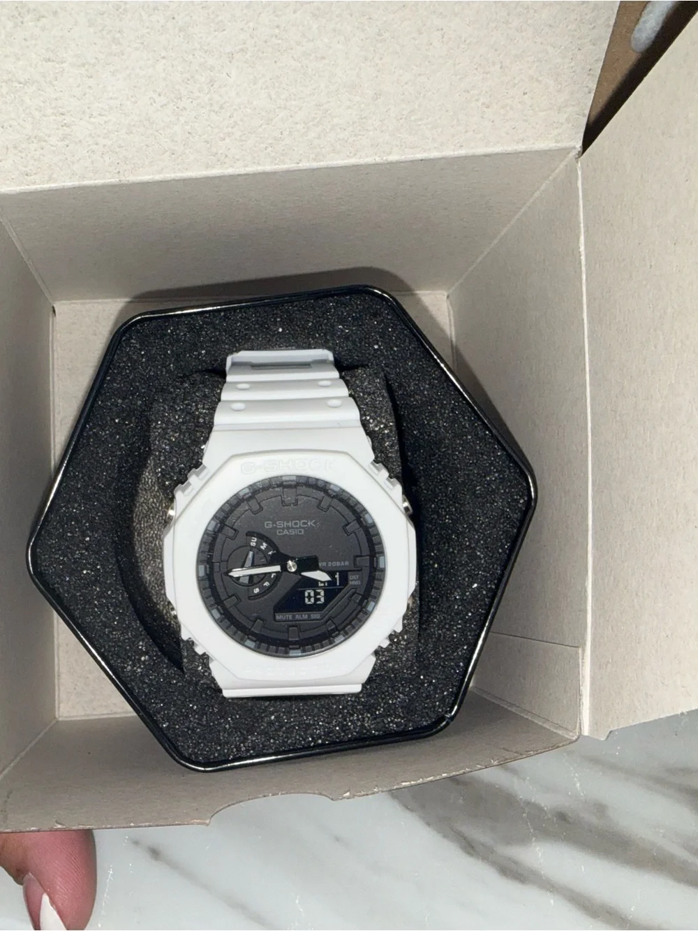 🤍🖤BRAND NEW Casio G-Shock White Analog-Digital Watch with Black Dial 🖤🤍